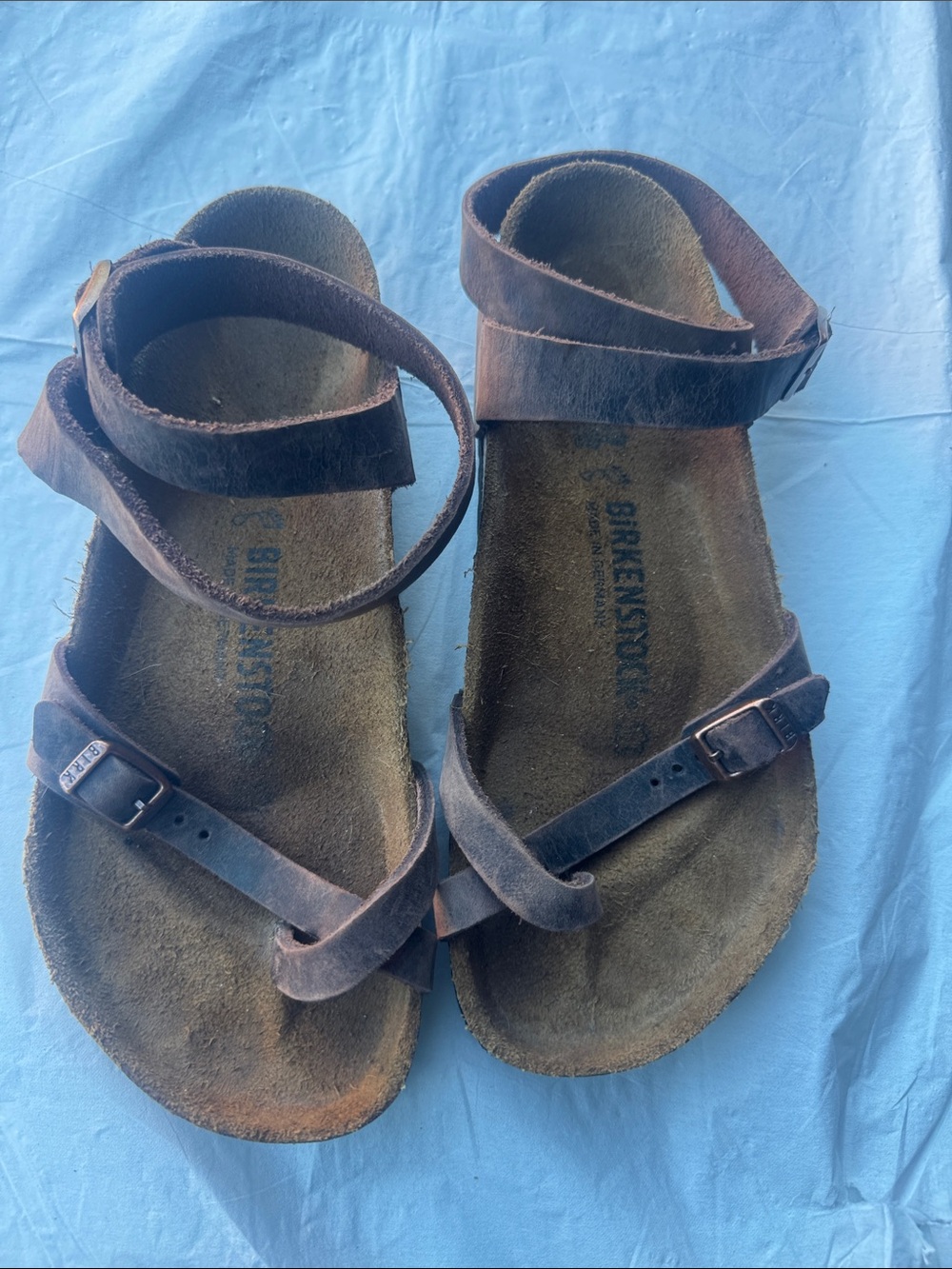 Birkenstock Brown Leather Double-Strap Ankle Sandals